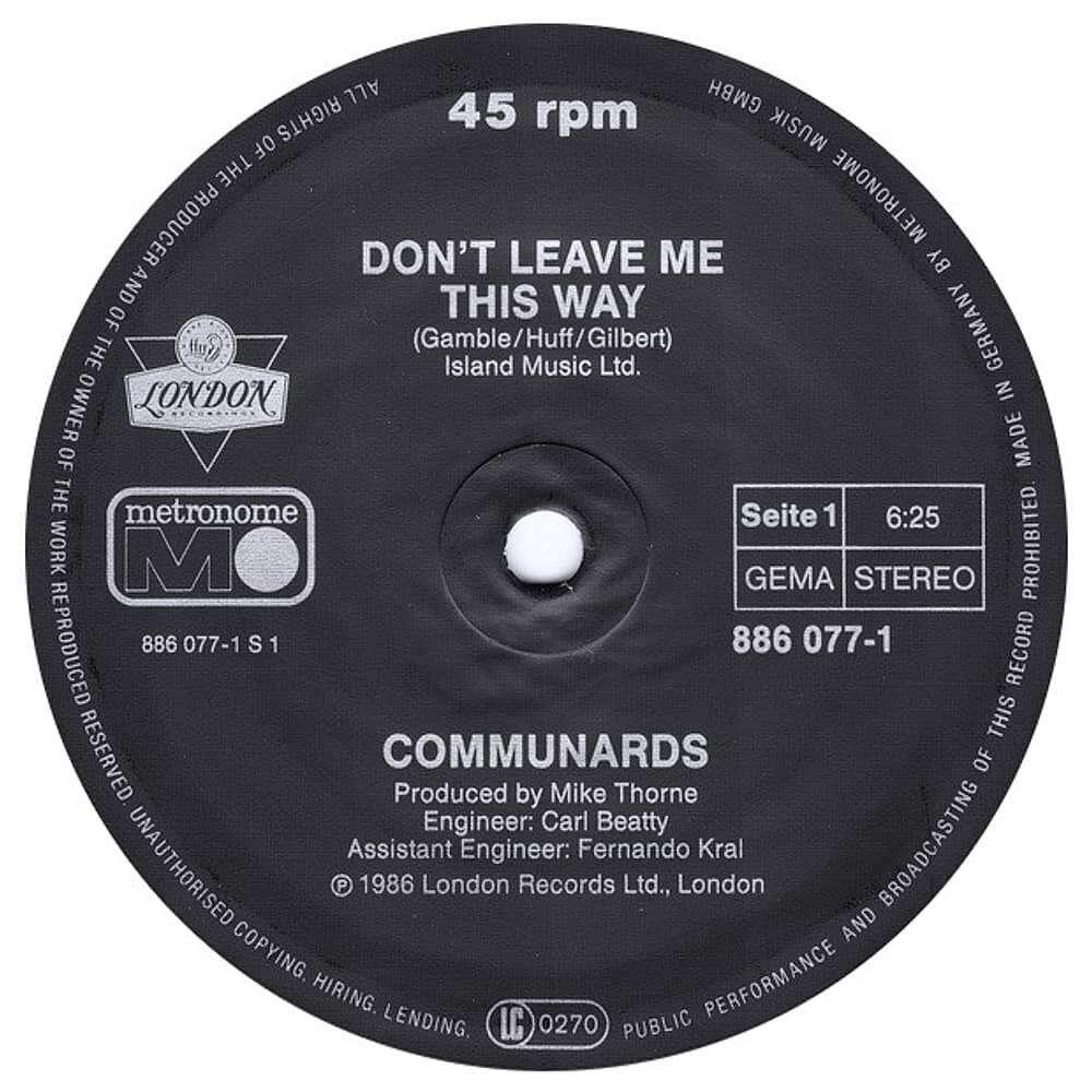 Communards - Don't Leave Me This Way | 12" Maxi Single Vinilo Usado image number 3.0
