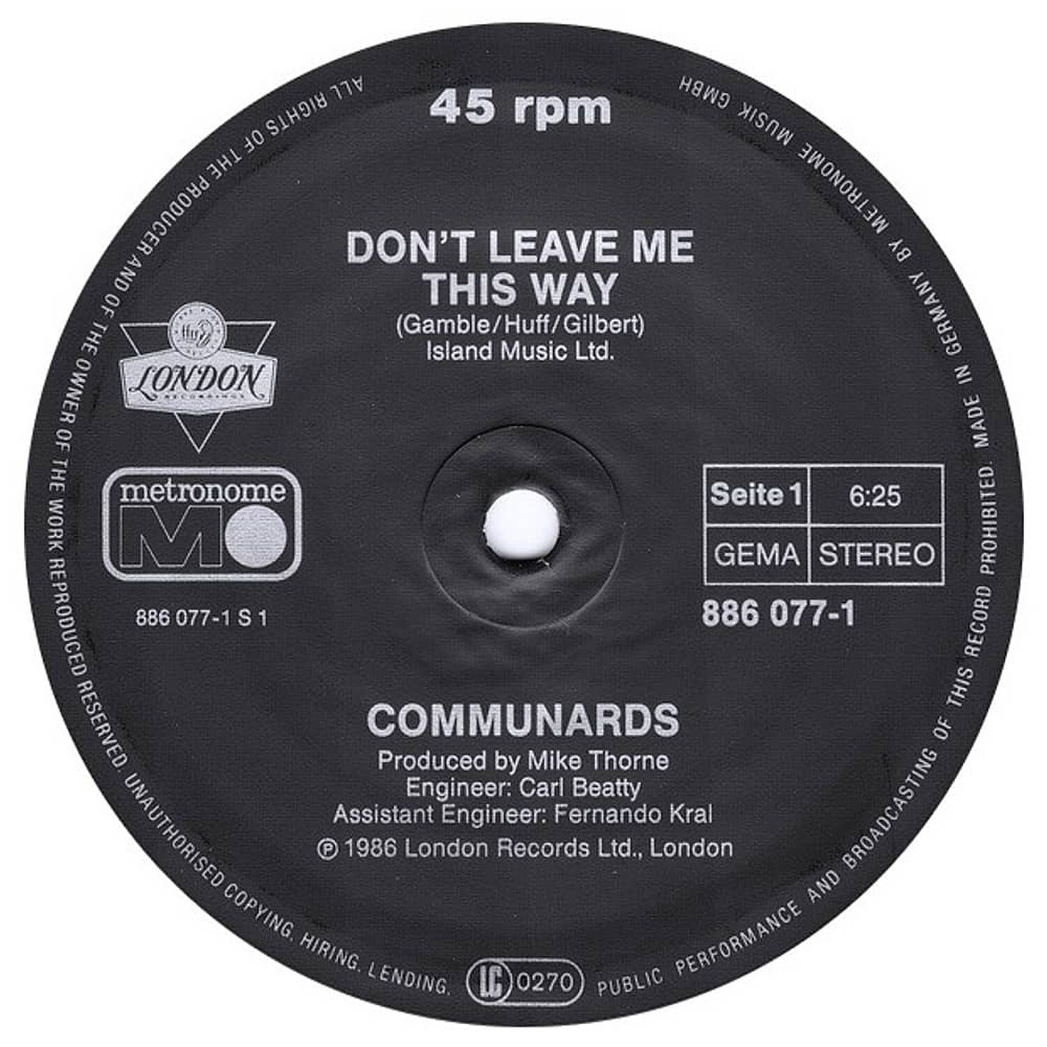 Communards - Don't Leave Me This Way | 12" Maxi Single Vinilo Usado image number 3.0