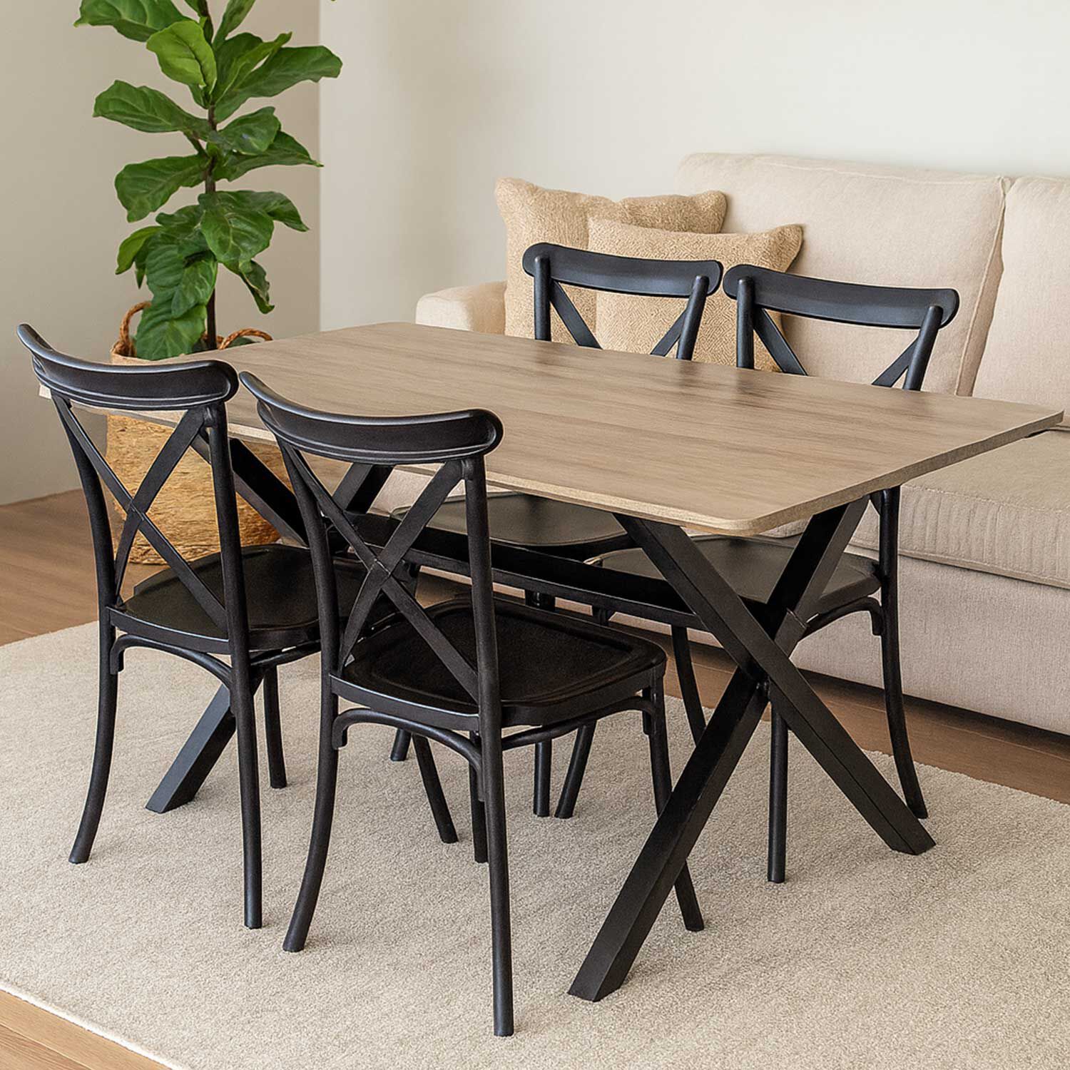 Juego De Comedor Vermontt 4 Sillas Crossback Retro Negra image number 0.0