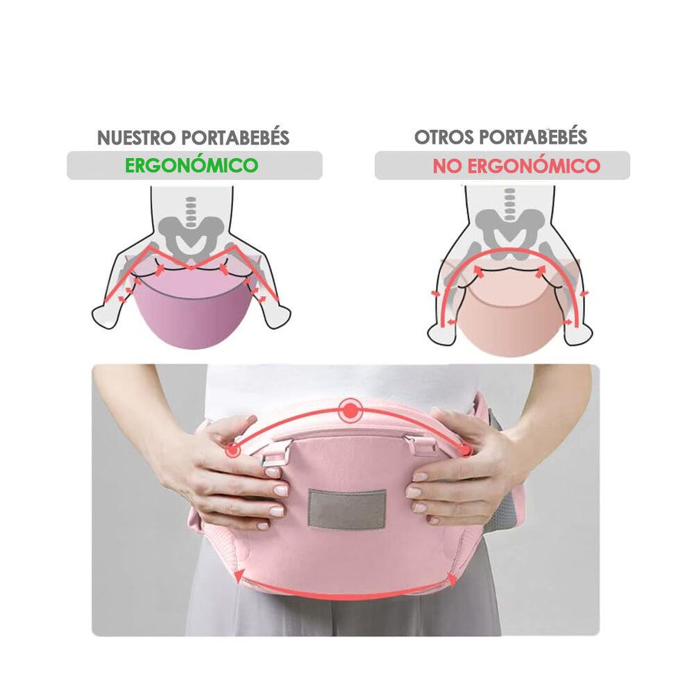 Portabeb&eacute; Ergon&oacute;mico Asiento Multifuncional 6 En 1 Rosado image number 4.0