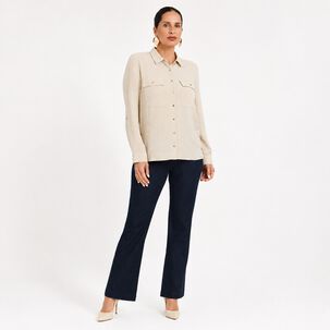 Blusa Manga Larga Cuello Camisero Mujer Lorenzo Di Pontti