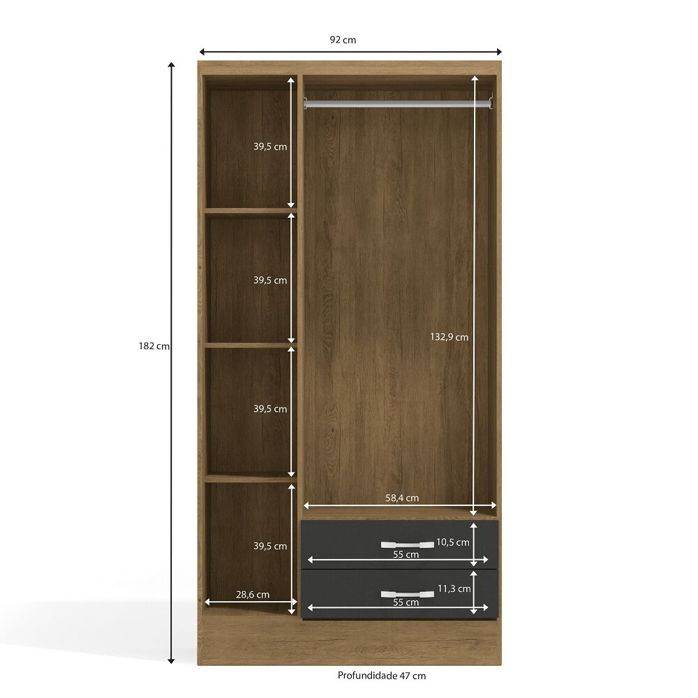 Closet Yardas Leticia Negro / Angelín 3 Puertas 2 Cajones image number 1.0