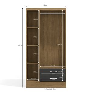 Closet Yardas Leticia Negro / Angelín 3 Puertas 2 Cajones