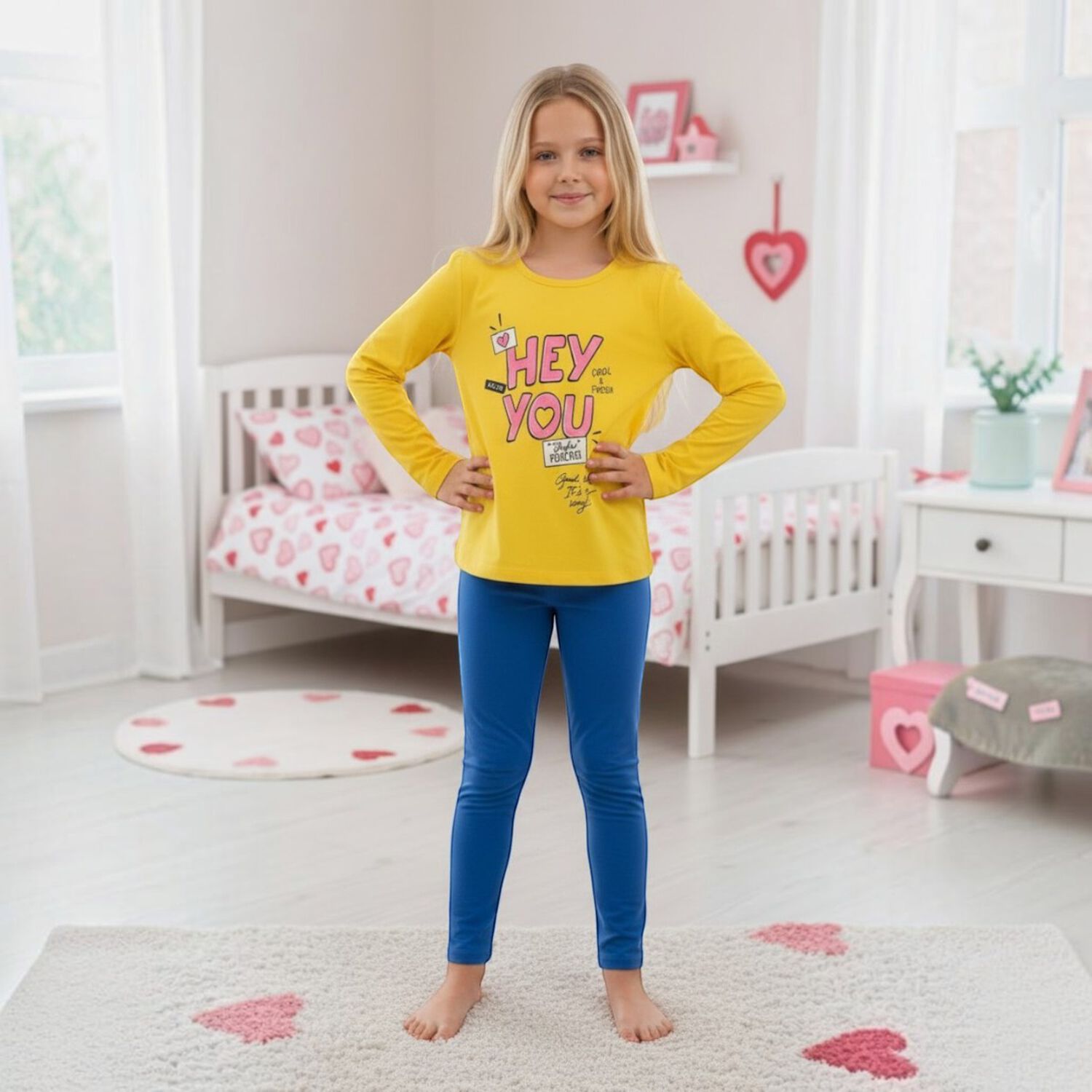 Pijama Ni&ntilde;a Estampado Hey You Amarillo image number 2.0