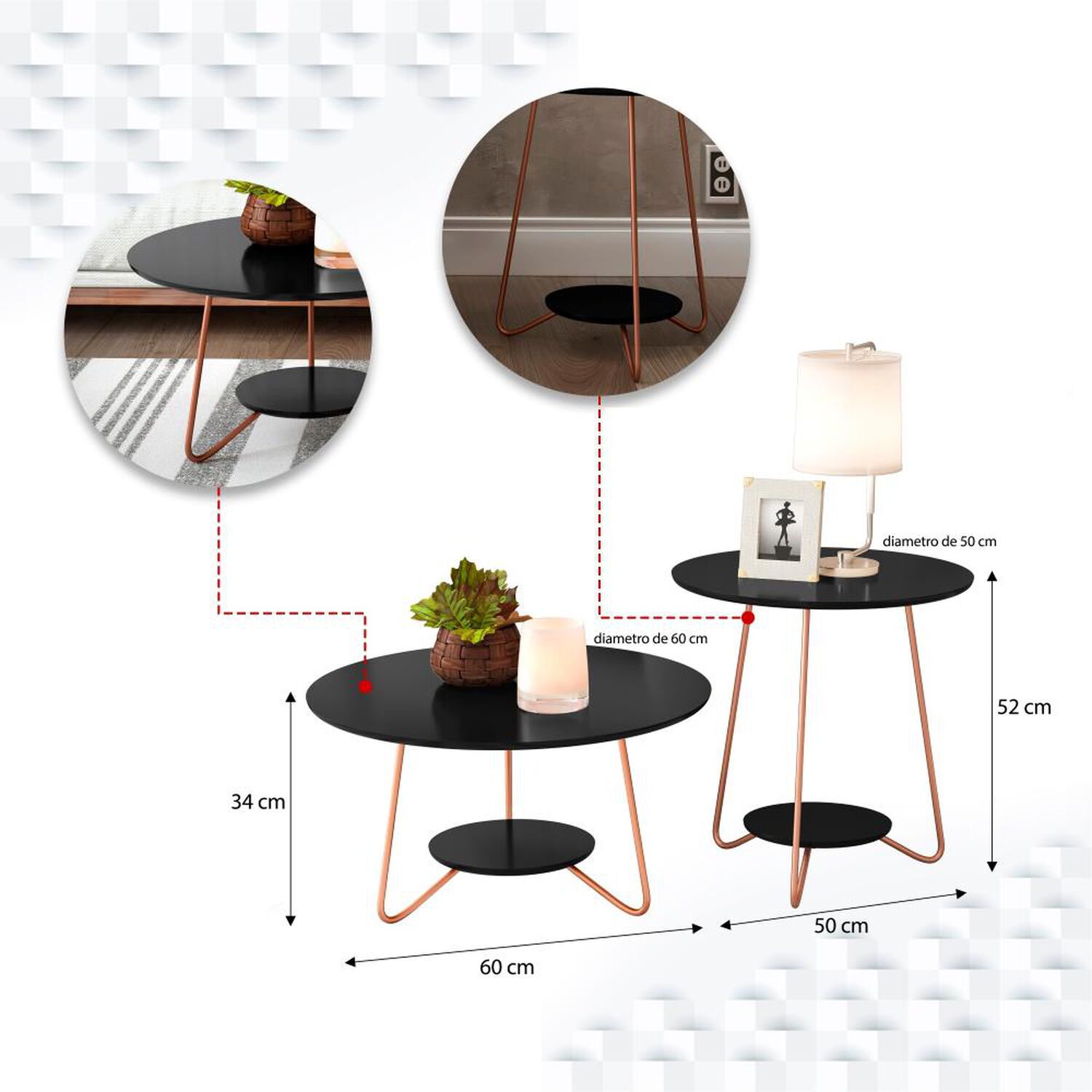 Set De Mesa De Centro + Mesa Lateral Altavisi&oacute;n Liz image number 1.0