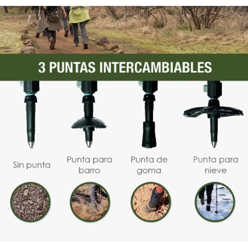 Bastones De Trekking Set De 2 Plegables Aluminio image number 5.0