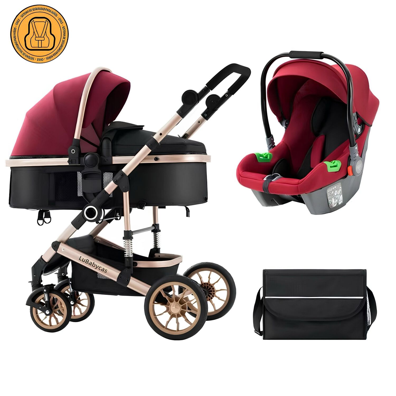 Coche Travel System Con Accesorios Musso Burdeos Lubabycas image number 0.0