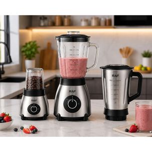 Licuadora 3 En 1 Vaso Vidrio Molinillo Y Acero 1000w