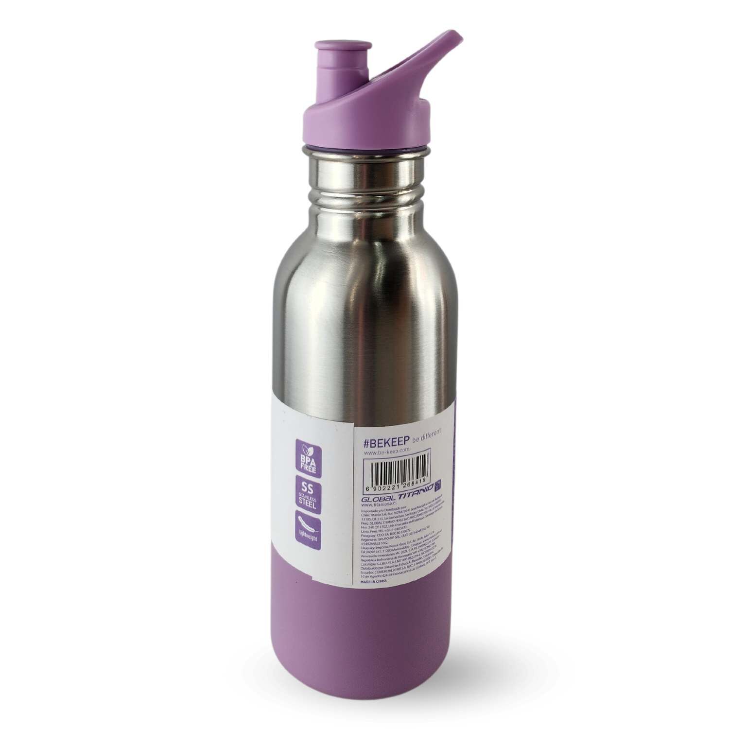 Botella Metalica Keep 600ml Bebidas Deporte Lila image number 3.0