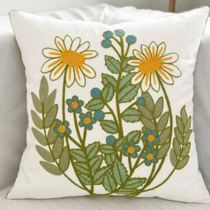 Funda Cojin Bordada 45x45 Cm Pareja De Flores