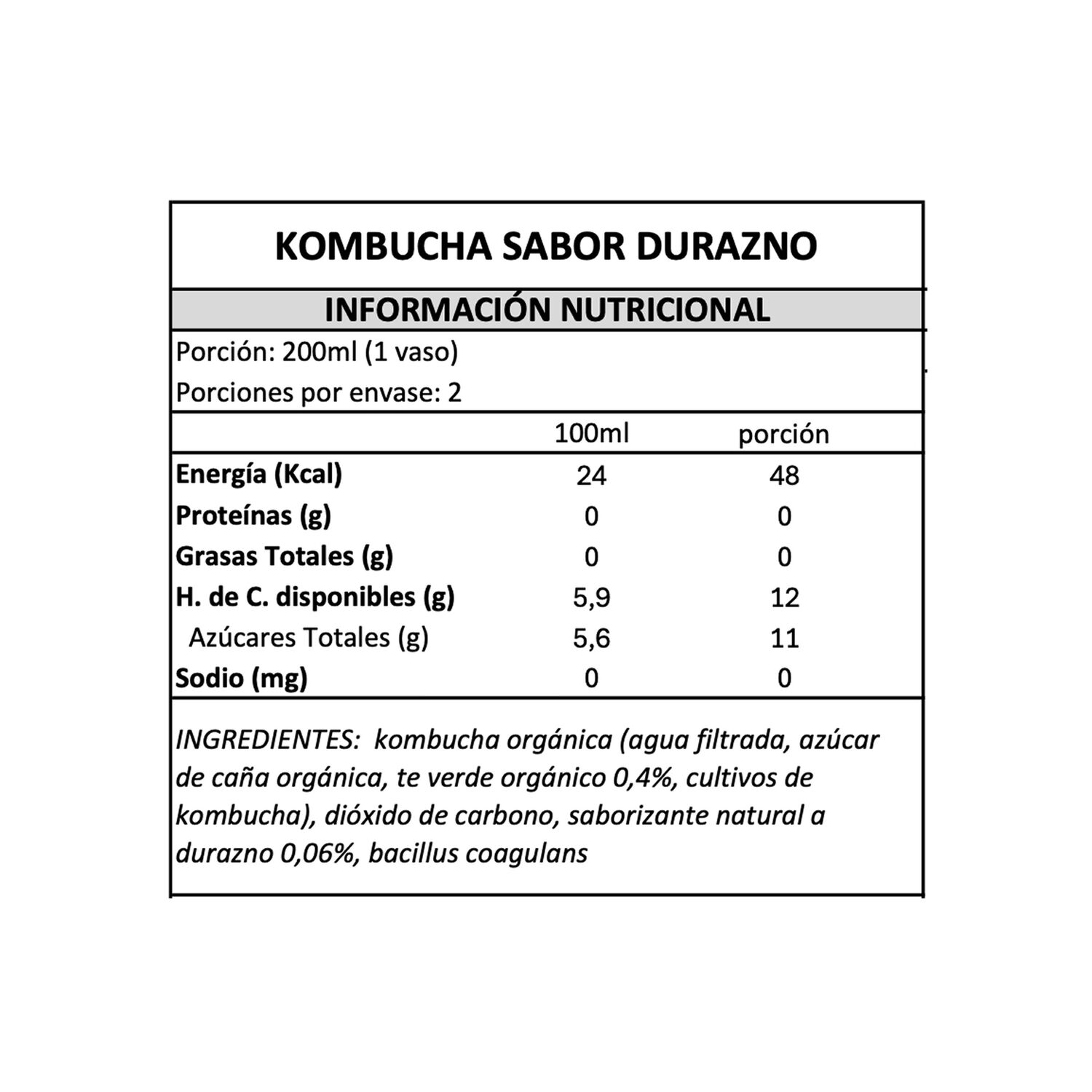 Kombucha Org&aacute;nica Durazno Gutsy Captain 1 X 400 Ml image number 4.0