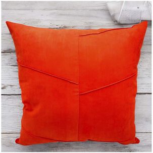 Pack De 02 Fundas De Coj&iacute;n De Semicuero Sint&eacute;tico 50x50 Cm Naranjo