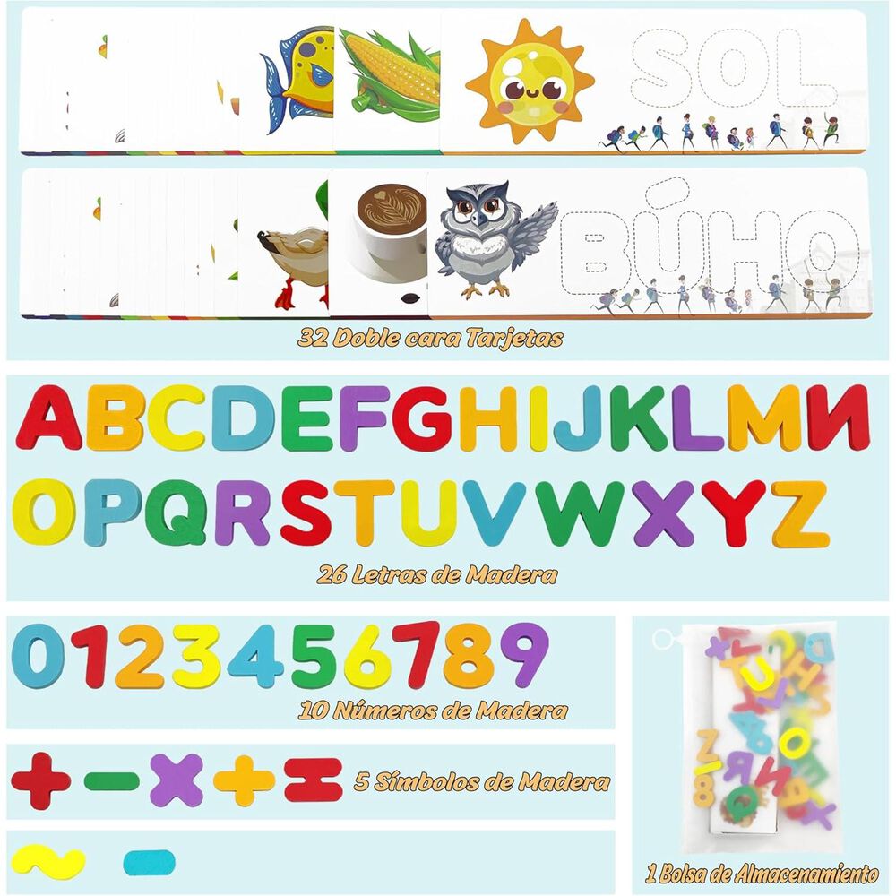 Juguete Tarjetas Didacticas Con Letras Educativas 2 En 1 image number 0.0