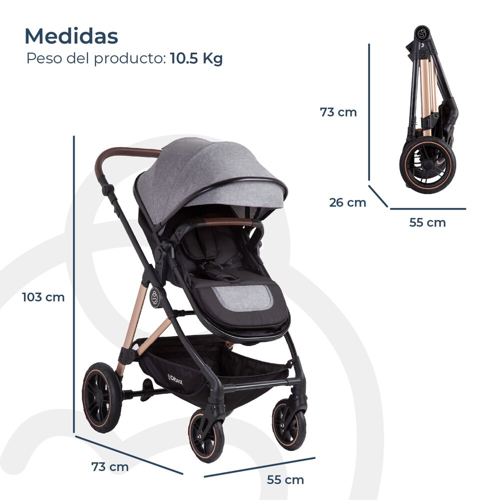 Coche Cuna Travel System Neo Gris Bebesit image number 9.0