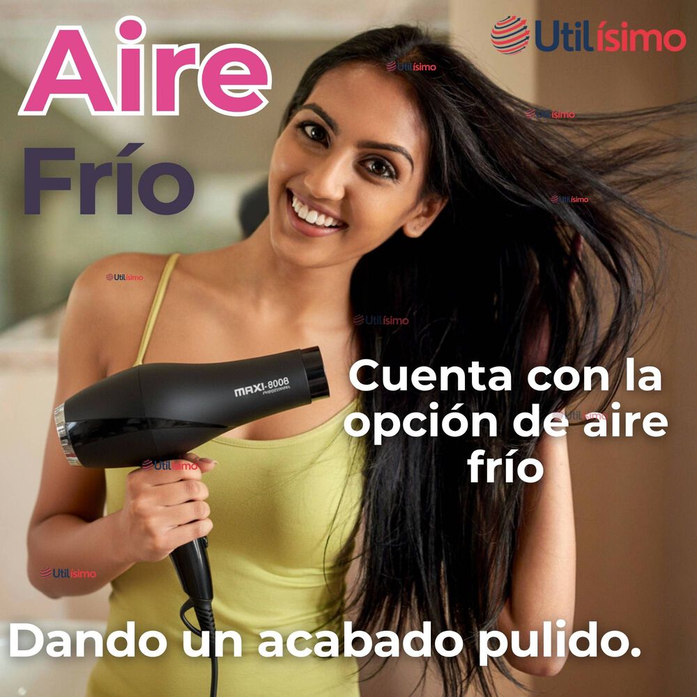 Secador De Pelo Cabello Premium Profesional 3000w Maxi-8008 Color Negro image number 5.0