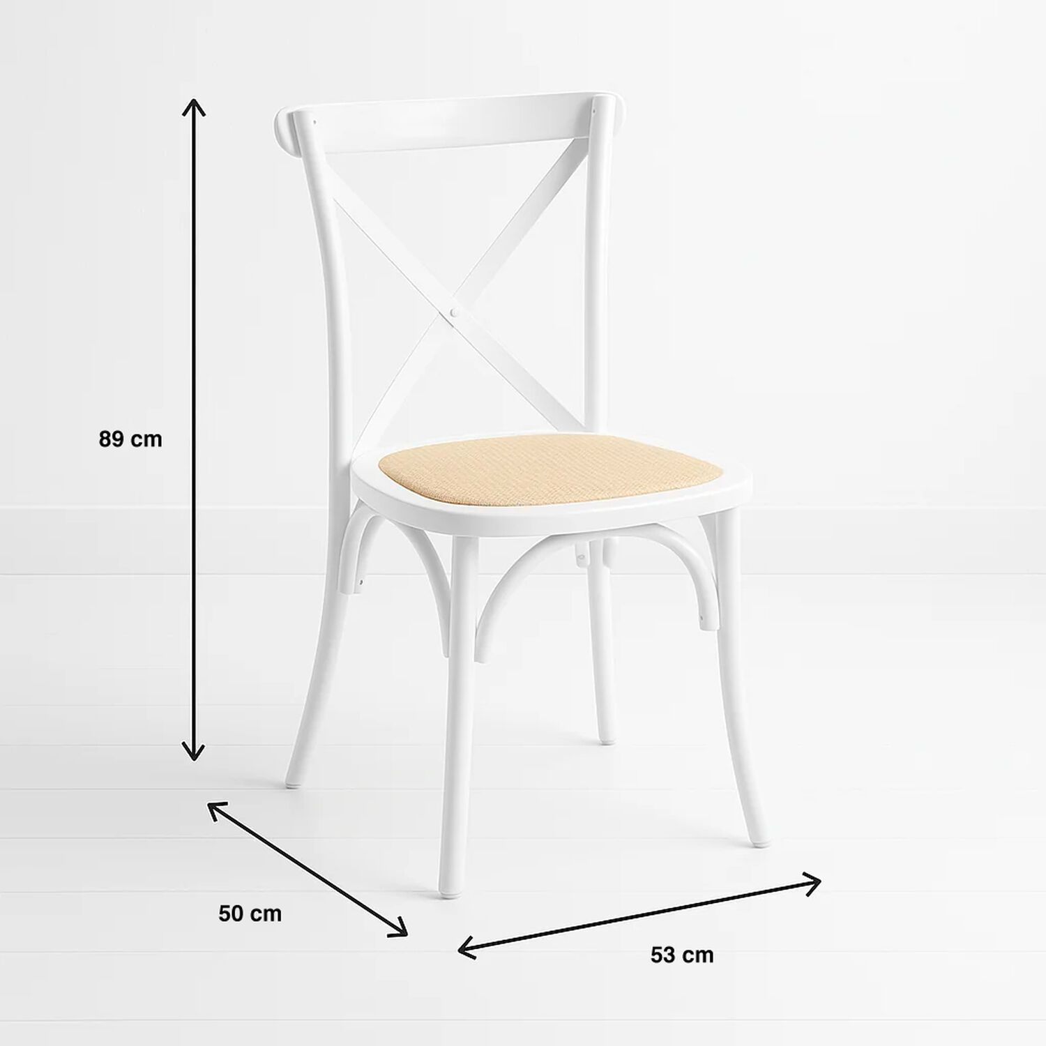 Pack De 4 Sillas Crossback Madera Rattan - Blancas image number 3.0
