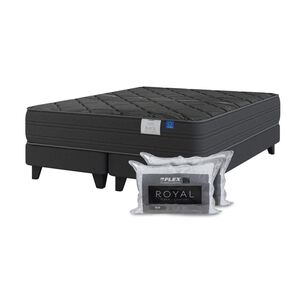 Cama Europea Flex Black / King / Base Dividida + Almohadas