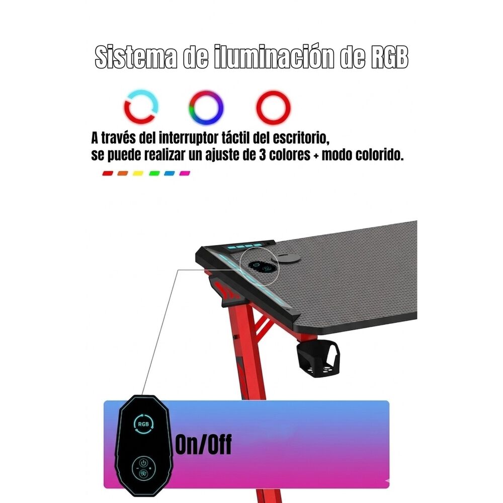 Escritorio Gamer Con Luces 140x60x73cm Negro Lubabycas image number 3.0