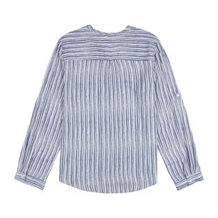 Blusa Full Print Manga Larga Roll Up Cuello V Mujer Geeps