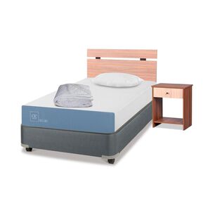 Cama Americana Cic Excellence / 1.5 Plazas / Base Normal + Set De Maderas + Textil