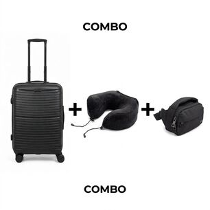 Maleta Cabina Moose Travel + Coj&iacute;n Memory Foam + Banano / Negra