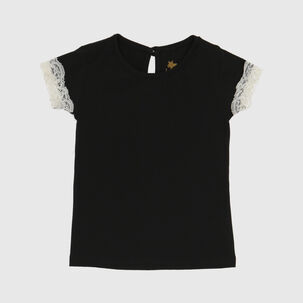 Polera Negra Encaje Algodón Peruano