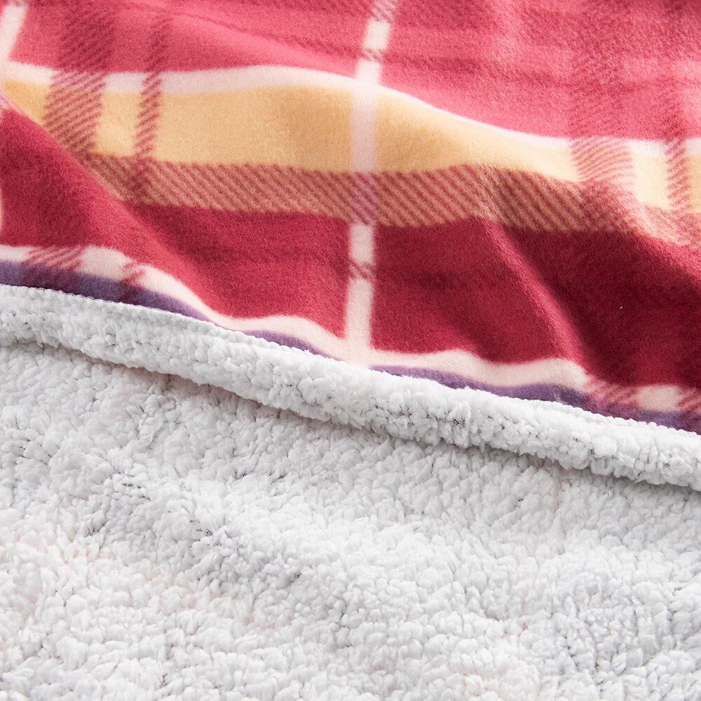 Frazada Polar-sherpa Estampada 1.5 Plazas Tartan Burdeo image number 1.0