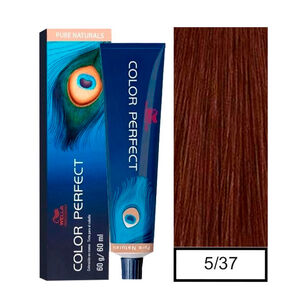 Wella - Tintura Permanente Color Perfect 5/37 Casta&ntilde;o Claro Dorado Marr&oacute;n 60gr + Oxidante 20vol 60ml