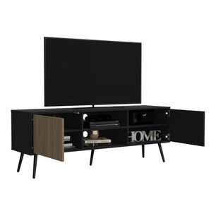 Rack Tv 65" 2 Puertas Fm-022n Negro Y Caf&eacute; Claro