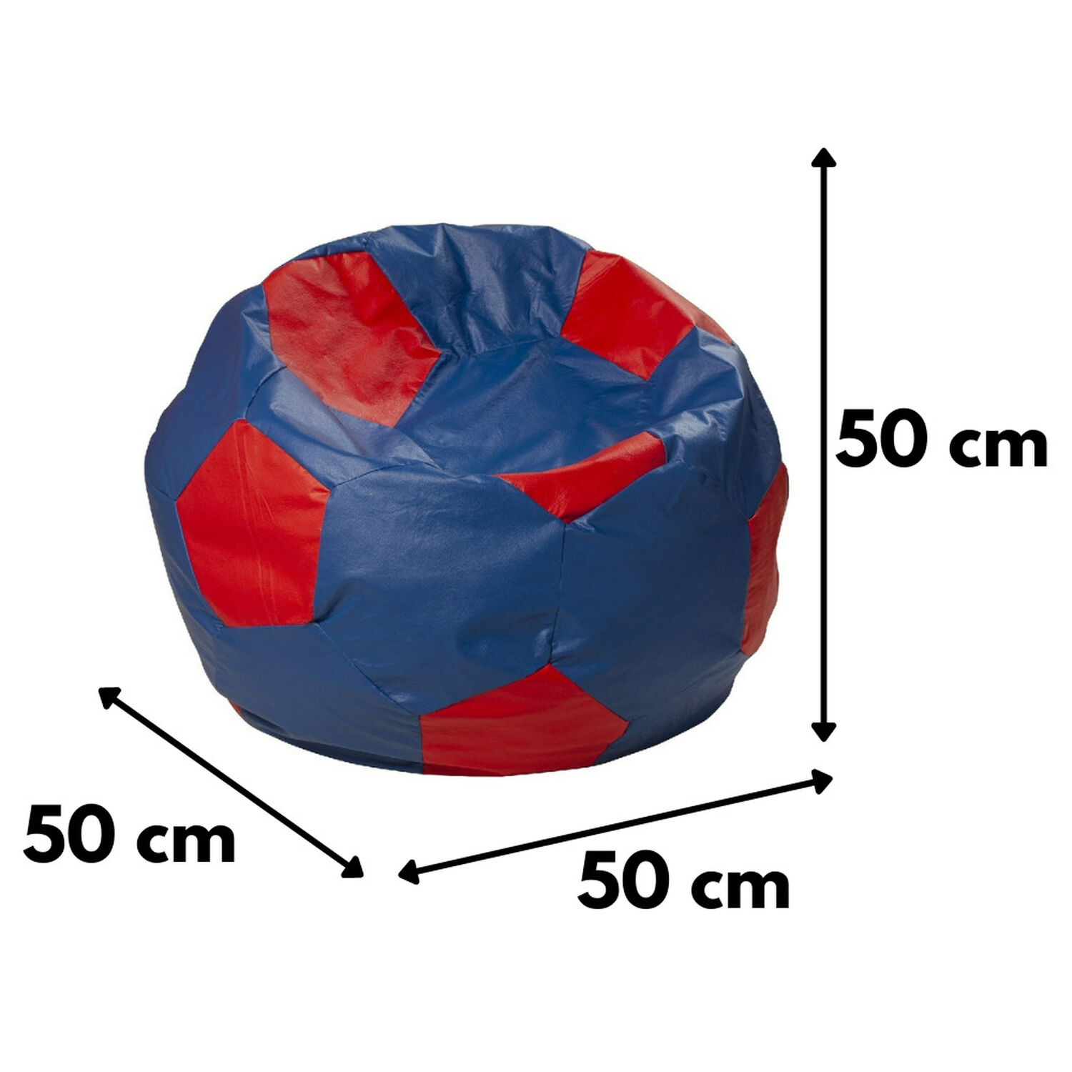 Pouf Pera Infantil Azul Rojo Eco Cuero 50x50x50 Cm M&aacute;xima Design image number 2.0