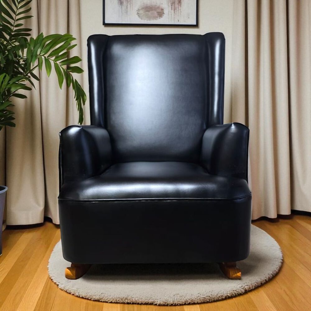Sillon Mecedor Ecocuero Negro image number 5.0