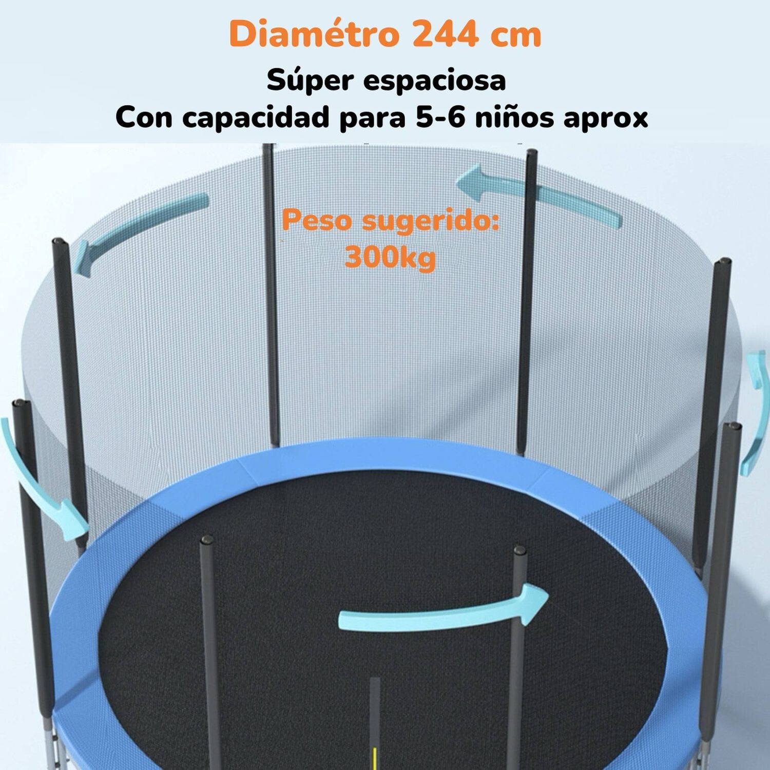 Cama El&aacute;stica Trampoline 244cm Escalera Andes By Lubabycas image number 4.0