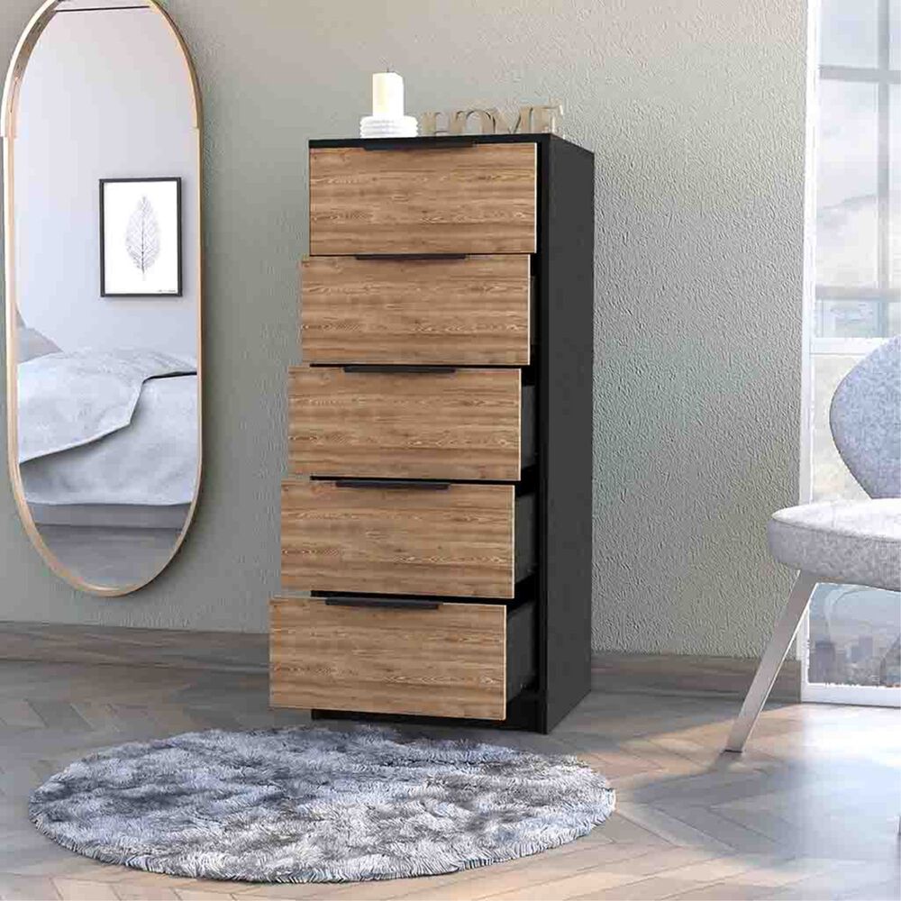 Comoda 5 Cajones Fm-002n - Negro image number 5.0