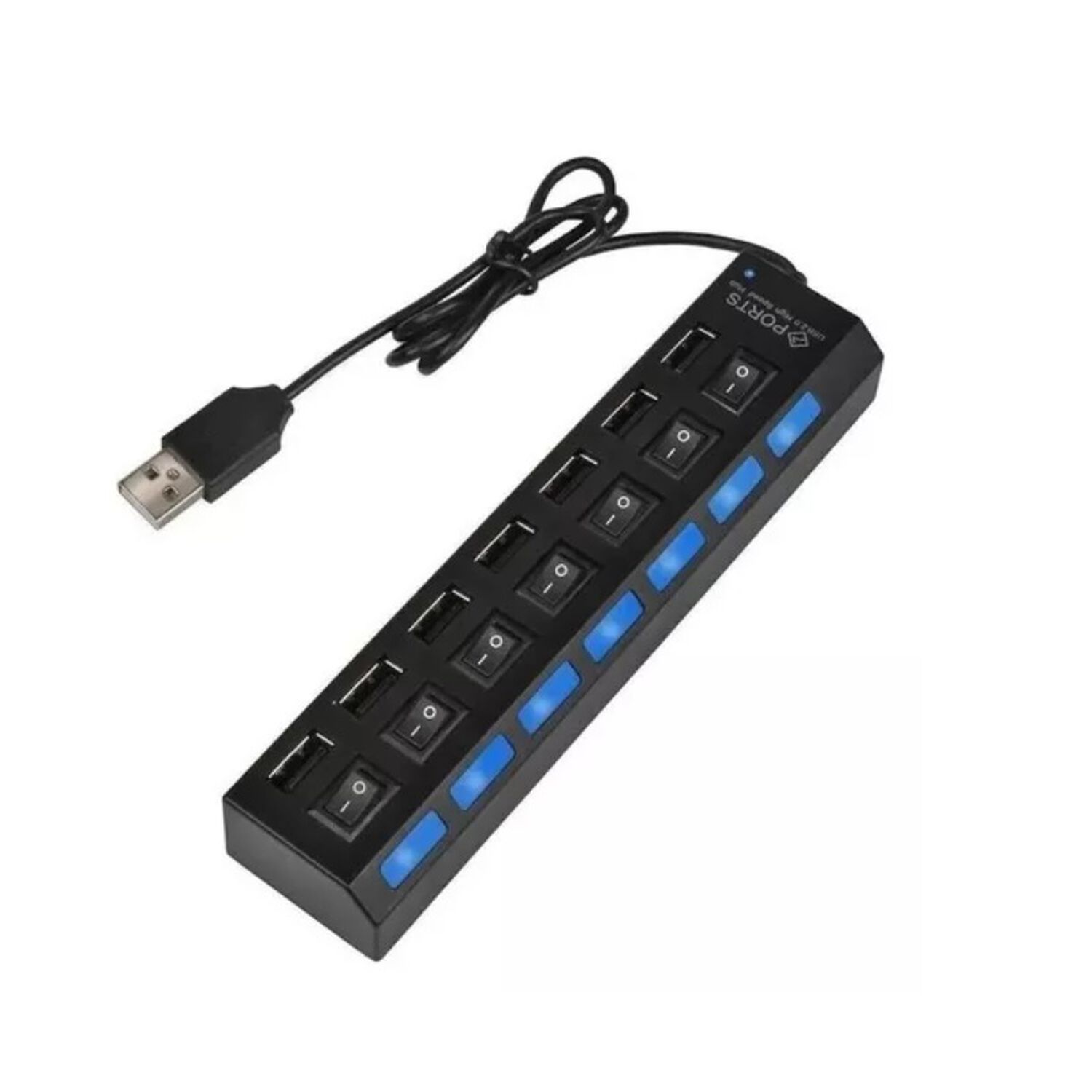 Multipuerto Hub 7 Usb Extension 7 Puertos Extensor Botones De Encendido Notebook O Pc Usb Switch Extensor Con Cable Y Power Adapter image number 0.0
