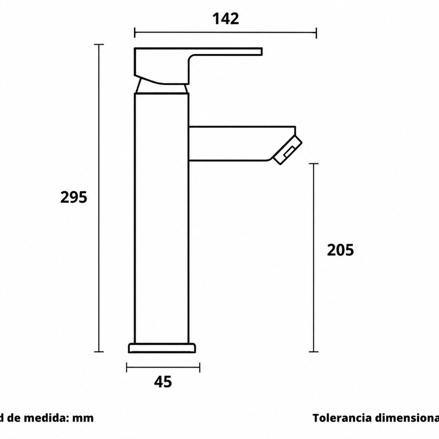 Monomando Llave Grifo Para Lavatorio Modelo Modern Inox Alto Marca Taumm Color Acero Inox image number 6.0