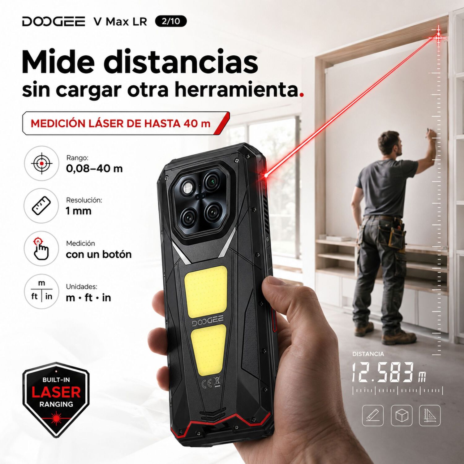 Celular Rugged Doogee V Max Lr 5g L&aacute;ser 40m 512gb 36gb Ram image number 1.0