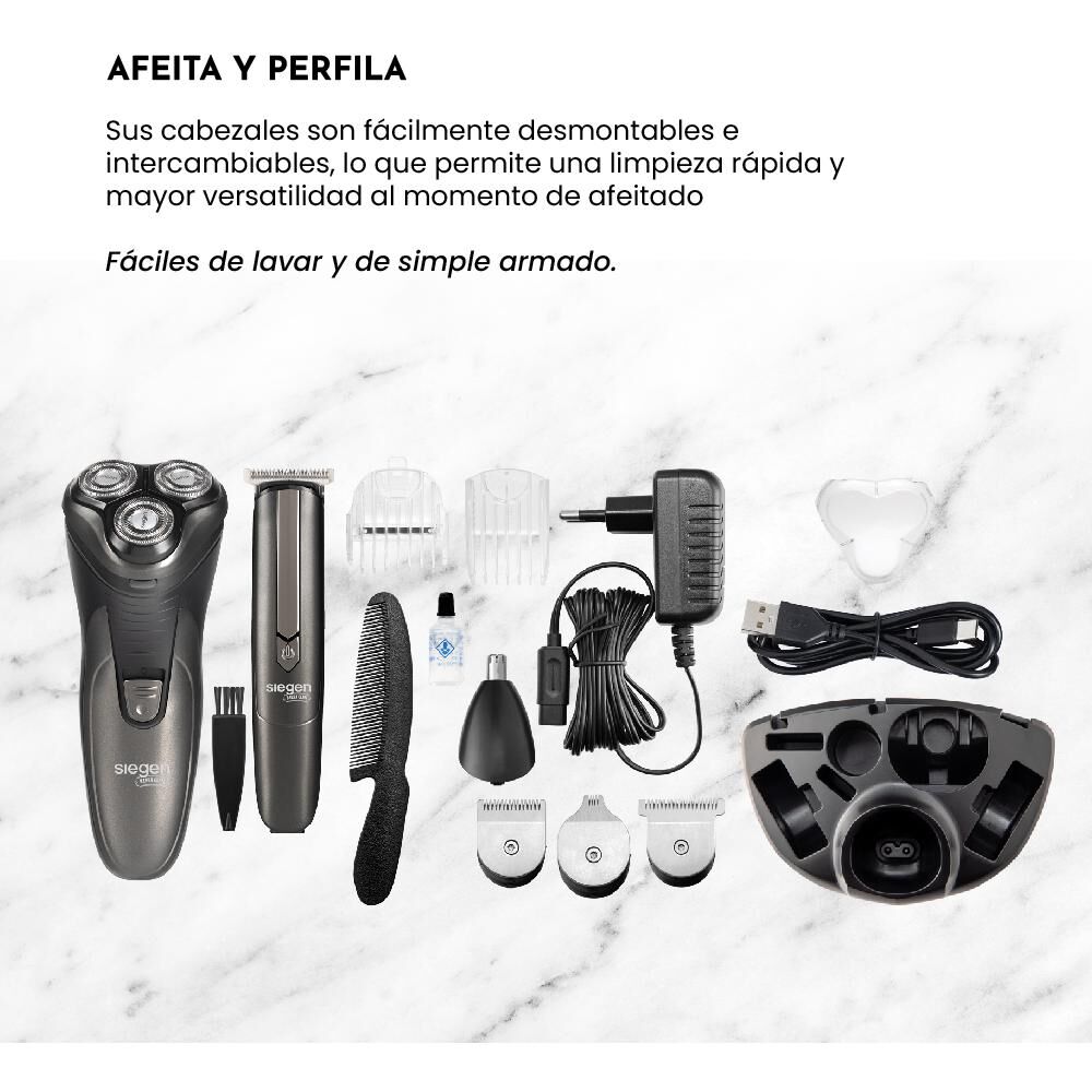Combo Afeitadora Y Corta Pelo Siegen SG-8440C01 4 en 1 + Base Cargadora image number 4.0