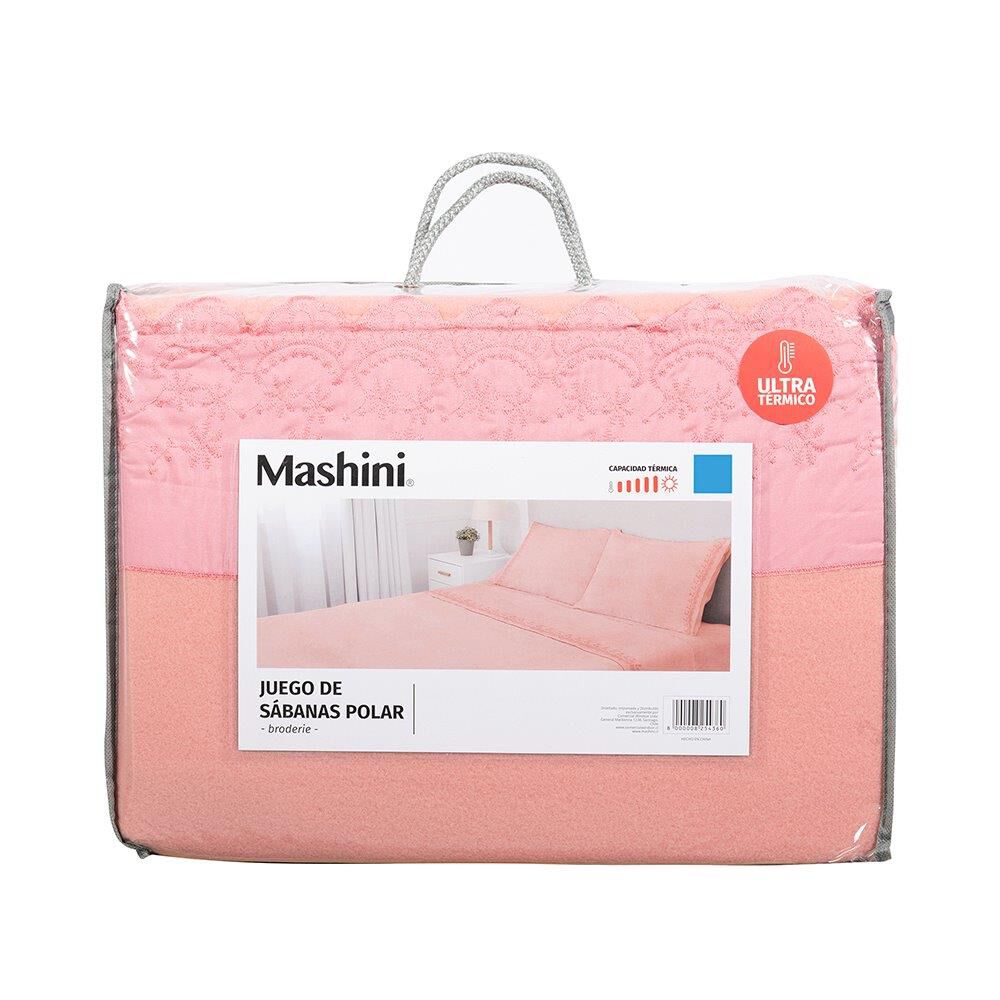 Sabana Polar Lisa Broderie King Rosado image number 4.0