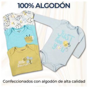 Pack 4 Bodys Niña Manga Larga Tedmimak 100% Algodón Sweet Bee