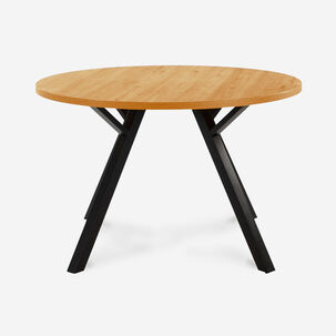 Mesa Redonda Beni Contemporáneo Con Madera Olmo Y Patas Metalicas