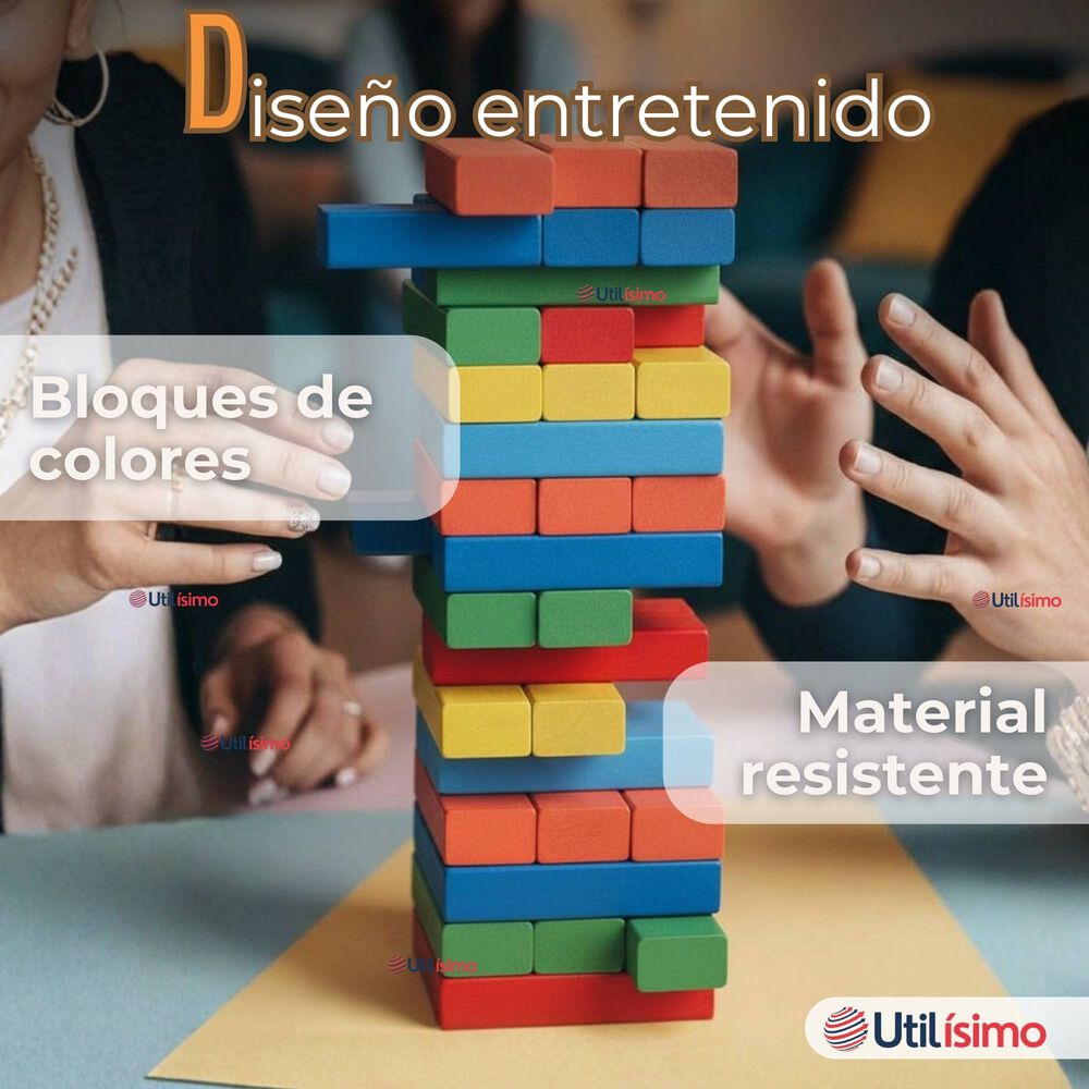 Jenga Juego De Mesa 48 Piezas Multicolor Madera Original image number 6.0
