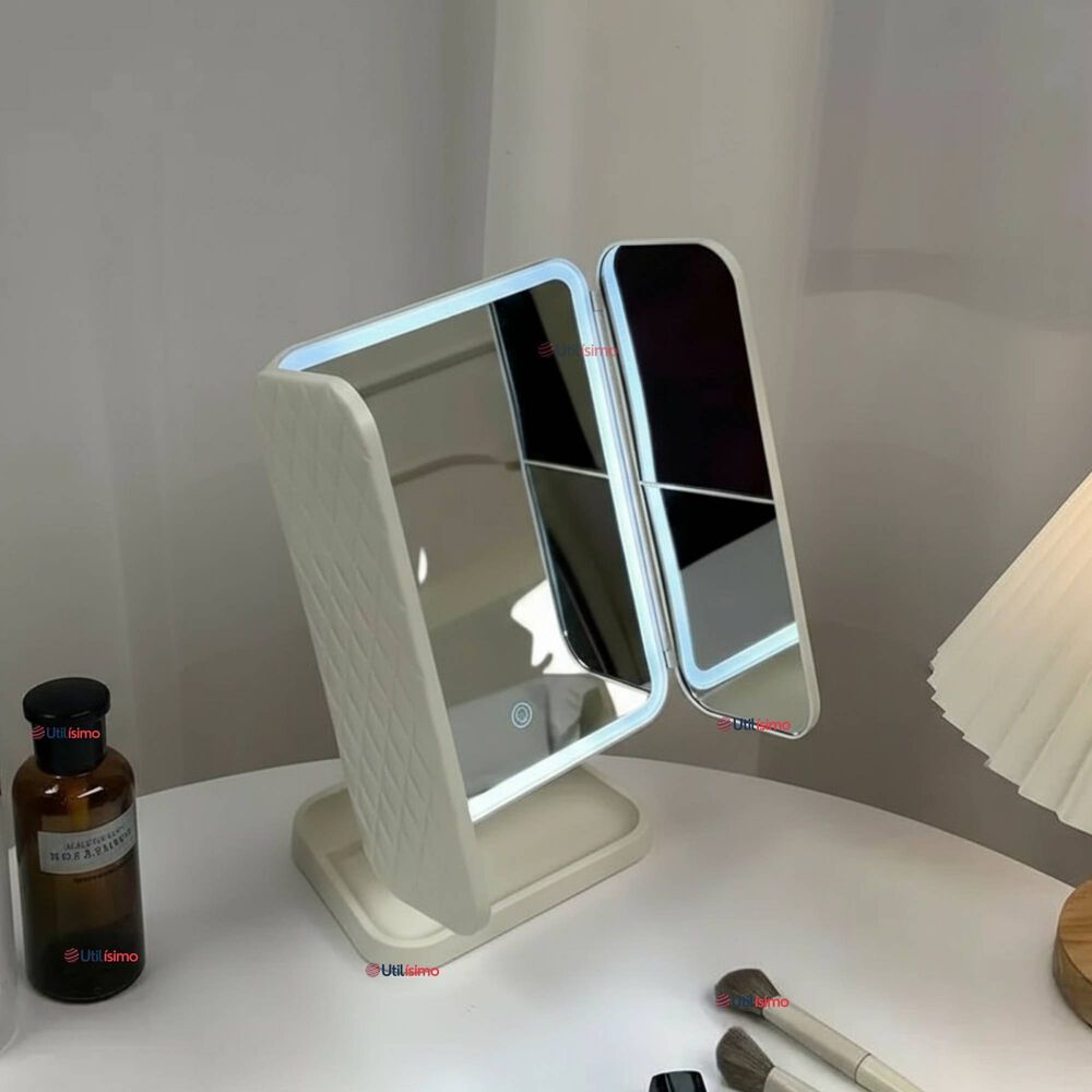 Espejo De Maquillaje Tri Plegable Con Luces Led Recargable image number 0.0