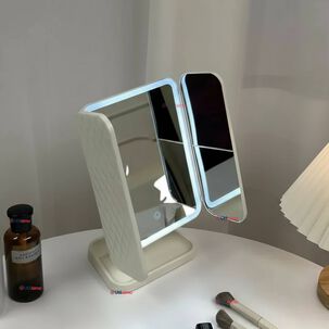 Espejo De Maquillaje Tri Plegable Con Luces Led Recargable