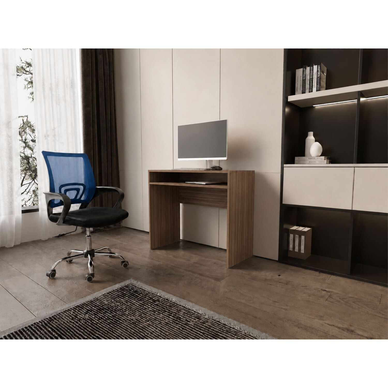 Combo Oficina New York 1 Escritorio Avellana + Silla Color Ergonomica Con Altura Ajustable image number 0.0