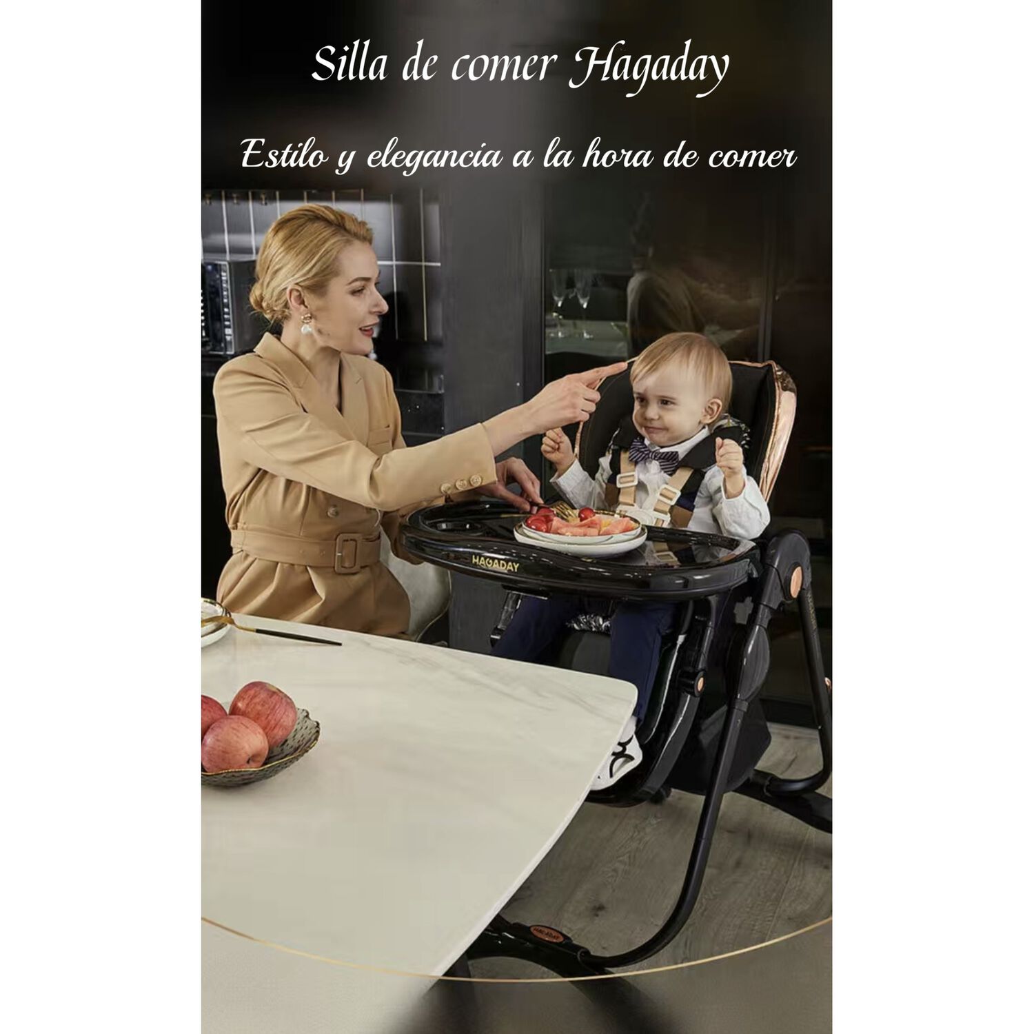 Silla De Comer Lujosa Reclinable Hagaday Blanca Lubabycas image number 1.0
