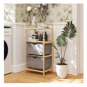 Estante Mueble Bambu Cajones Baño Organizador Gris