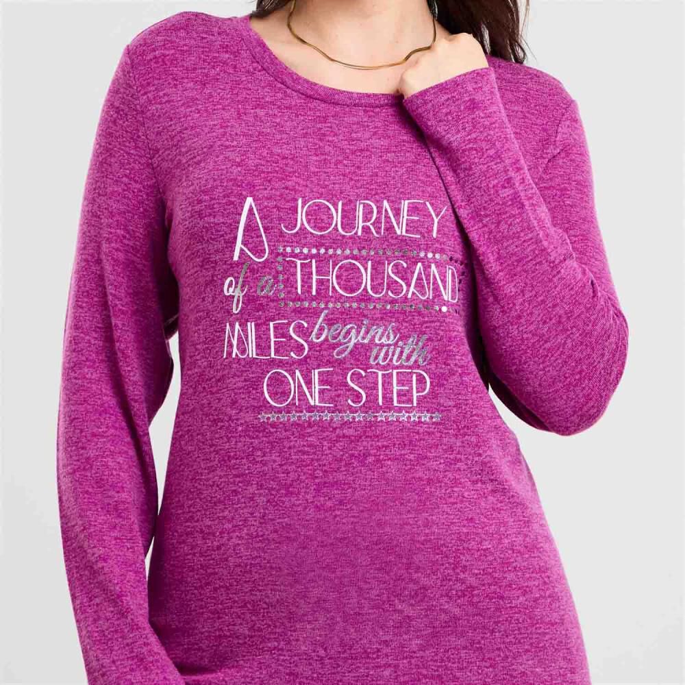 Sweater Melange Manga Larga Cuello Redondo Mujer Sexy Large image number 4.0