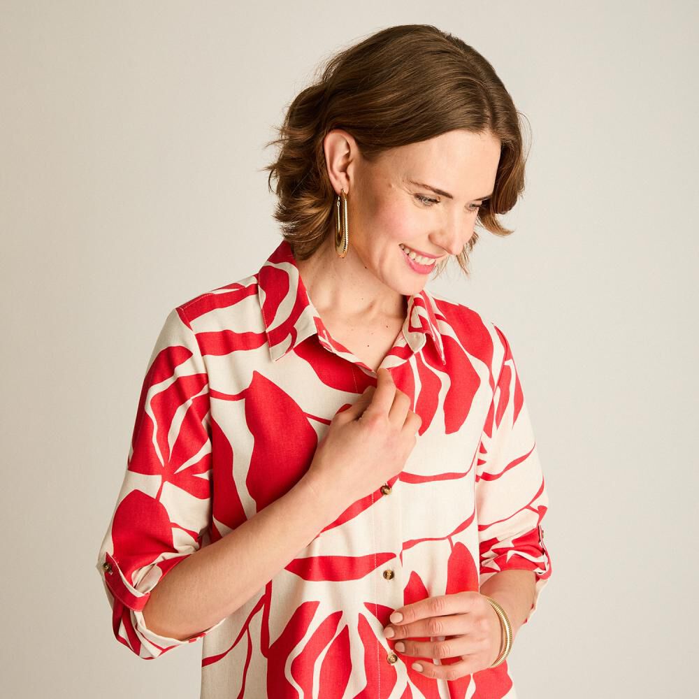 Blusa Botones Carey Manga 3/4 Cuello Camisero Mujer Lorenzo Di Pontti image number 3.0