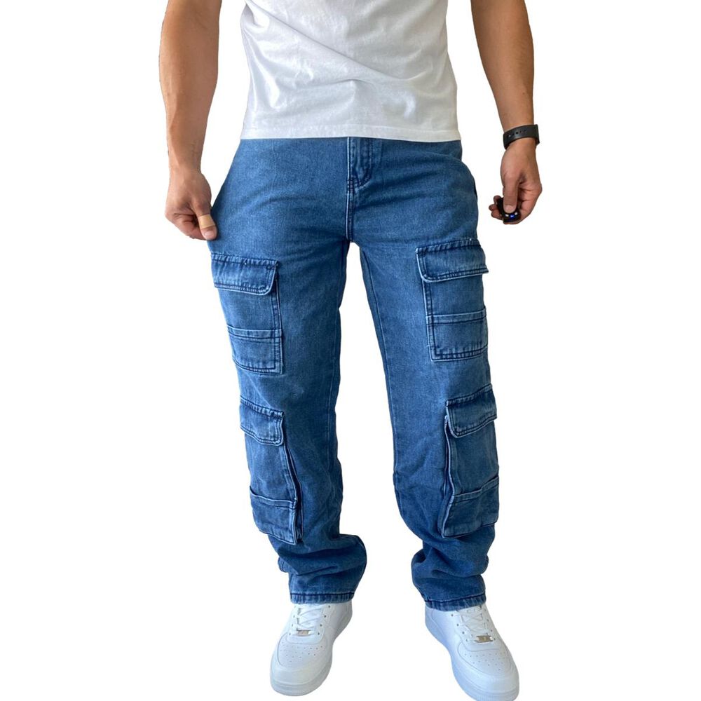 Jeans Diábolo Cargo Ancho Loose Fit Hombre image number 6.0