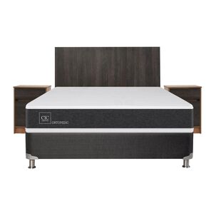 Box Spring Cic New Ortopedic B5 / 2 Plazas / Base Normal + Set de Maderas Espresso